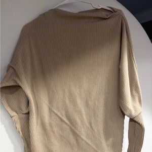 Tan Ribbed Knit Sweater